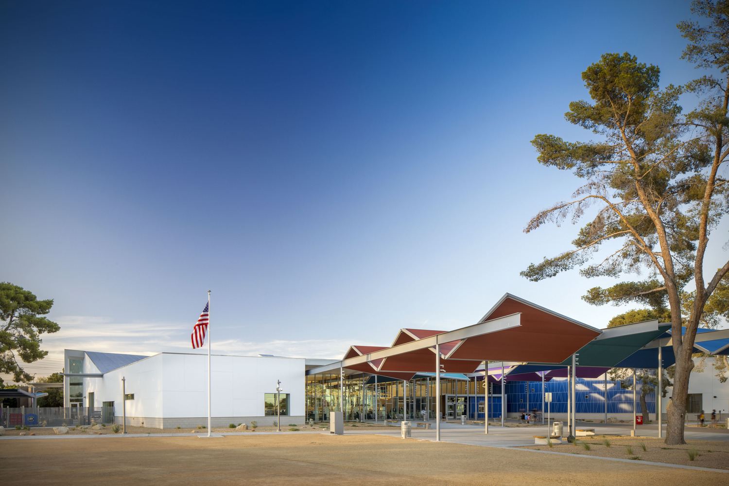 Exterior arrival and shaded entry