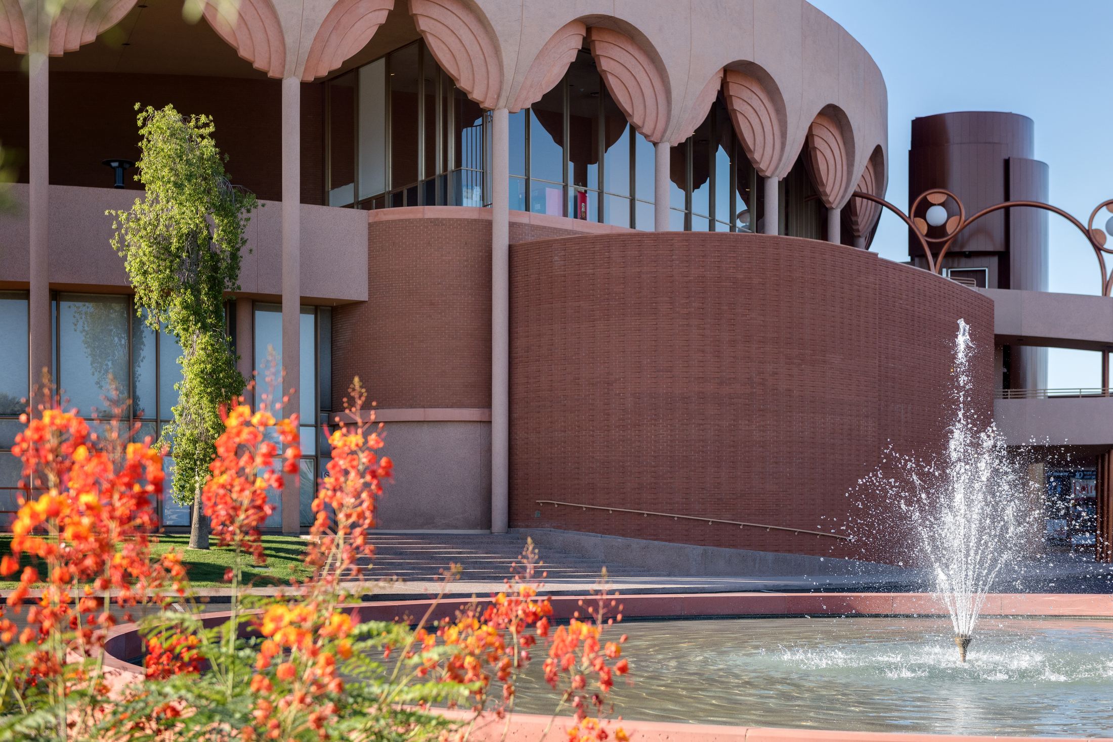 Fountain and exterior wall