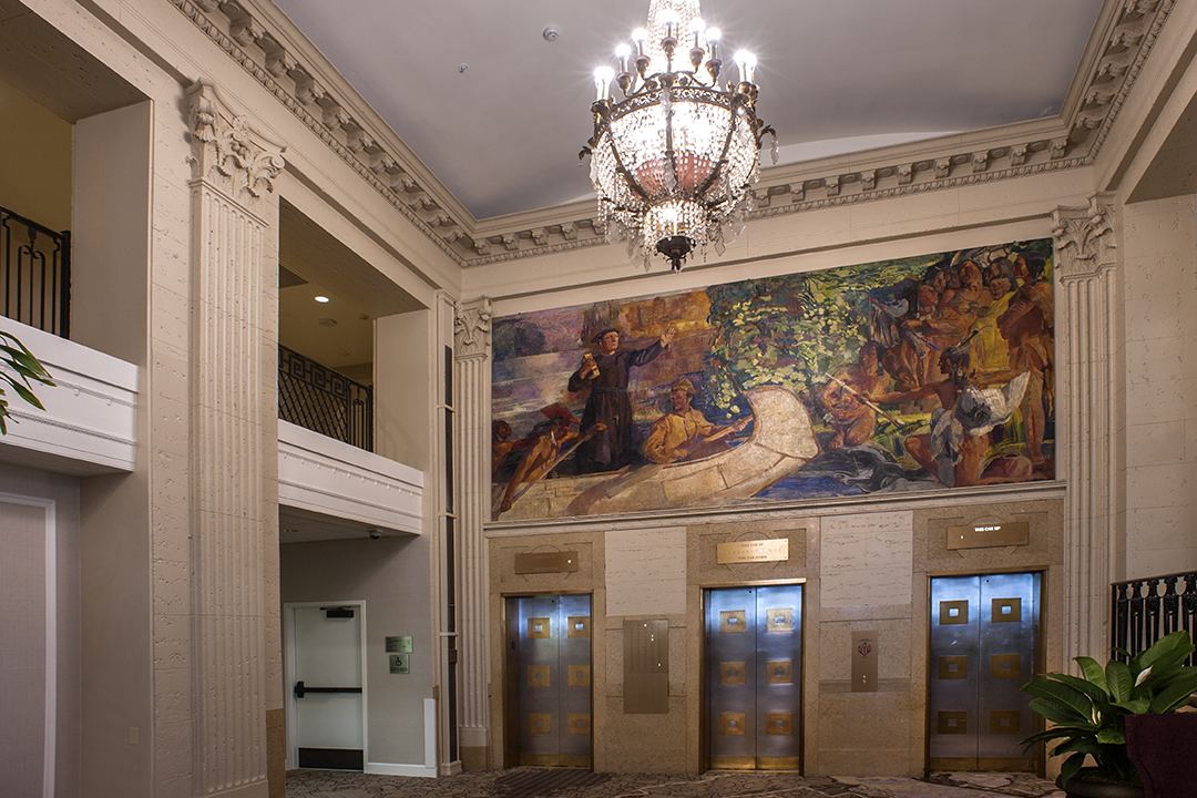 Ornamental lobby wall