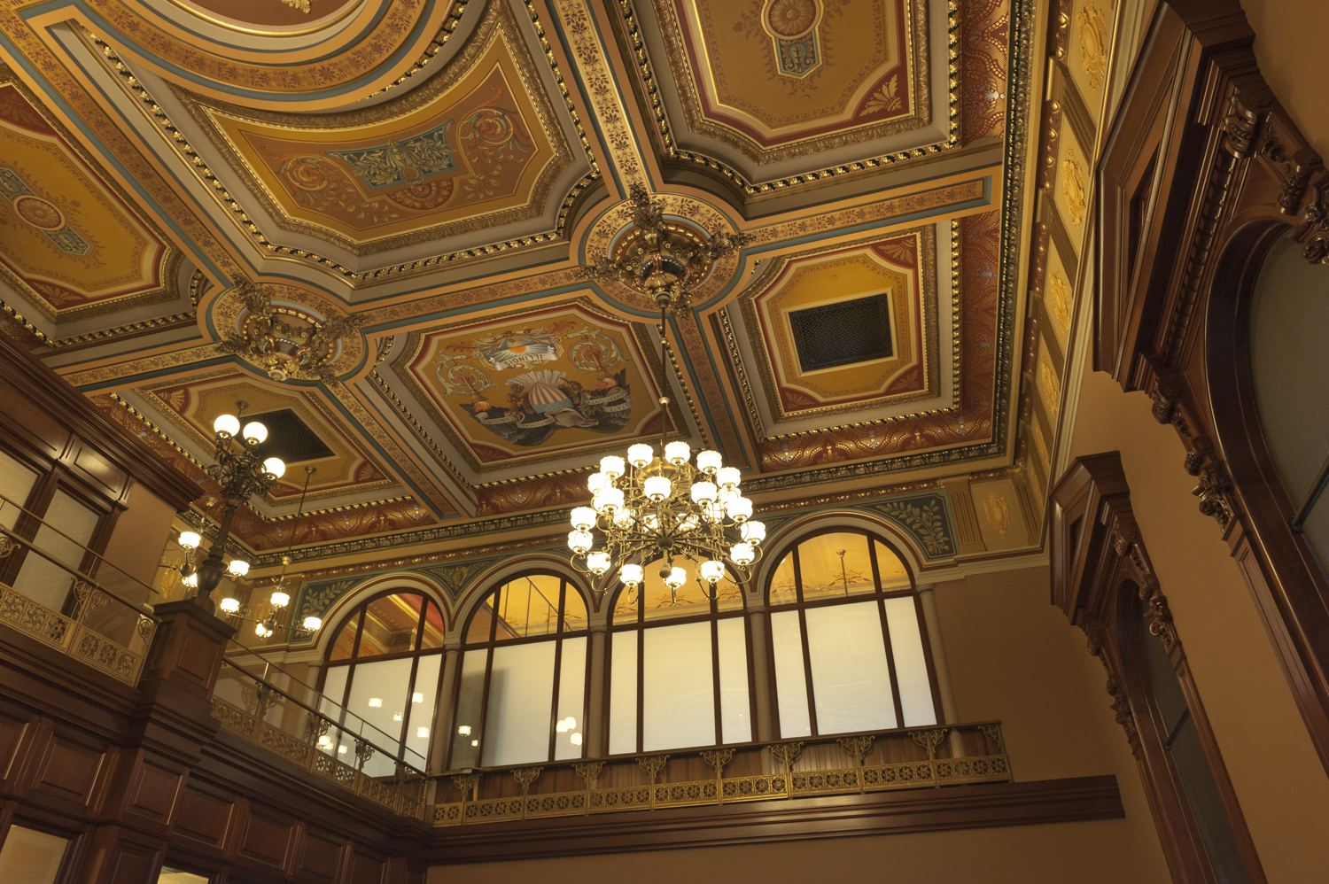 Chandelier and balcony